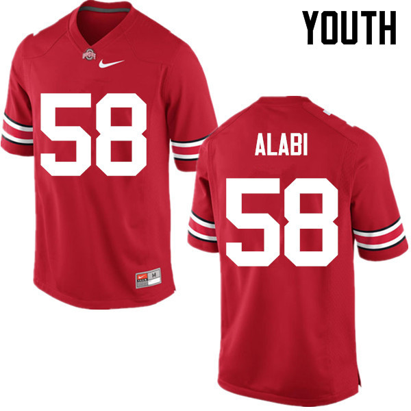 Ohio State Buckeyes Joshua Alabi Youth #58 Red Game Stitched College Football Jersey